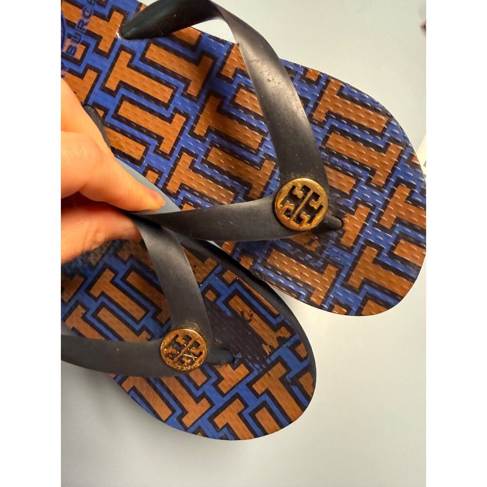 TORY BURCH Flip Flops Slippers Women's 6.5-7 (measures just under 9.5") - Picture 3 of 11